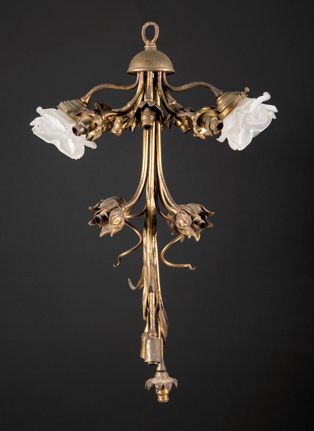 Appraisal: Diminutive Art Nouveau Gilt Metal Seventeen-Light Chandelier early th c