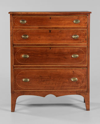 Appraisal: Southern Federal Inlaid Cherry Chest early th century cherry throughout