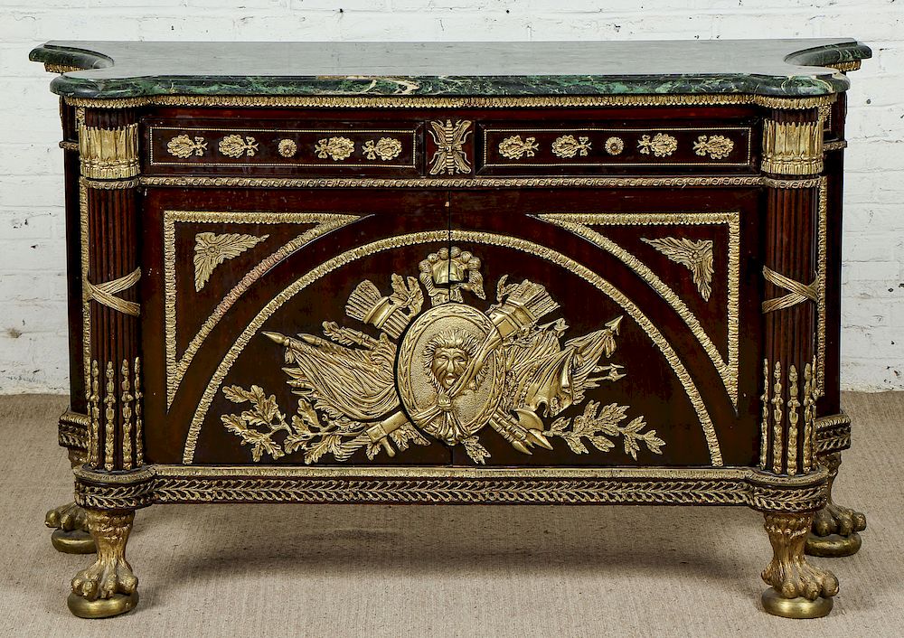 Appraisal: French Empire Style Marble Top Commode French Empire Style Marble