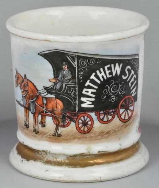 Appraisal: Horse-Drawn Enclosed Wagon Shaving Mug Description No gilt name Marked