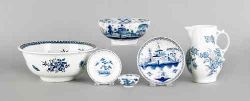 Appraisal: Six pieces of English blue and white china to include