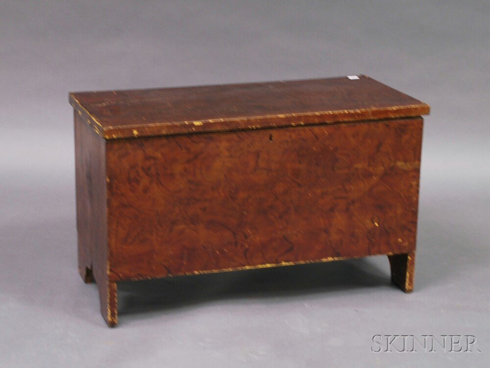 Appraisal: Smoke-decorated Pine Six-board Chest th century imperfections ht wd dp