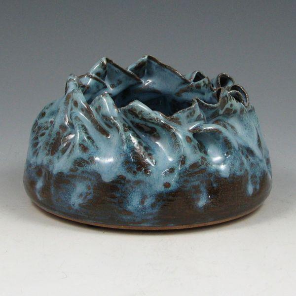 Appraisal: Clark House Pottery blue basket Signed Clark with impressed CHP