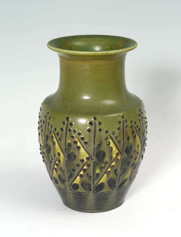 Appraisal: WILLIAM HENTSCHEL ROOKWOOD POTTERY VASE Raised stylized leaf and berries