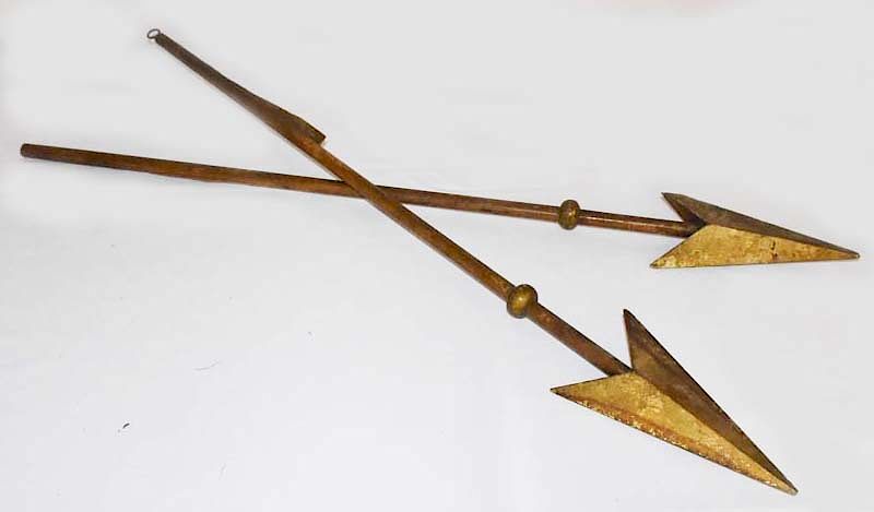 Appraisal: IOOF Wooden Gold Painted Ceremonial Arrows IOOF Wooden Gold Painted