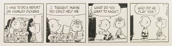 Appraisal: A Charles Schulz Peanuts daily dated - pen and ink