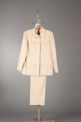 Appraisal: Andr Laug Cream and honey color wool blend slacks check