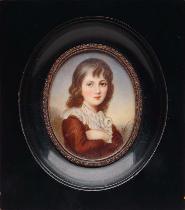 Appraisal: SIGNED MINIATURE PORTRAIT ON IVORY OF A GIRL Oval portrait