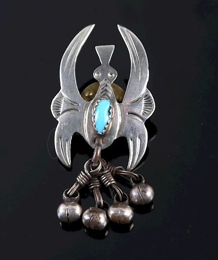 Appraisal: Navajo Sterling Silver Turquoise Water Bird Pin Included in this