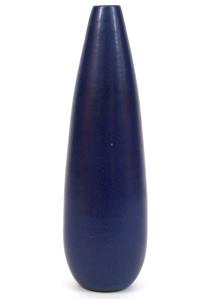 Appraisal: Kjeld and Erica Deichmann Blue Cylindrical Vase Kjeld and Erica