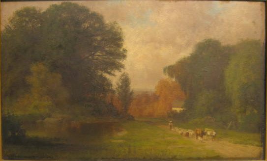 Appraisal: CHARLES T PHELAN AMERICAN B Landscape with figure and flock