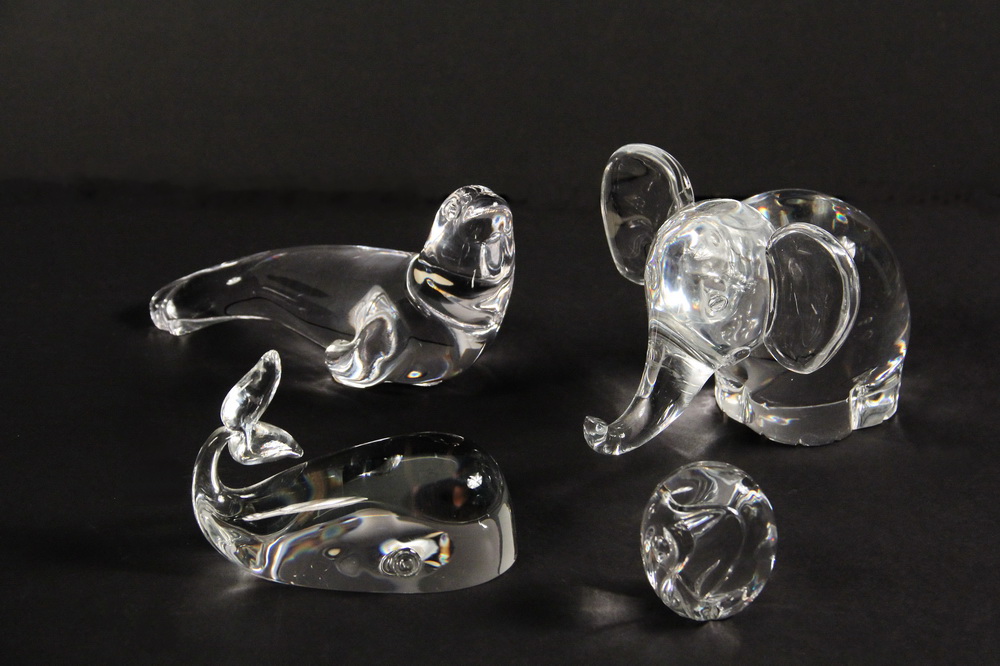 Appraisal: ART GLASS PAPERWEIGHTS - Including Steuben Elephant missing tusks Sevres