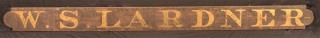 Appraisal: Antique Wood W S Lardner Trade Sign Antique Single Sided