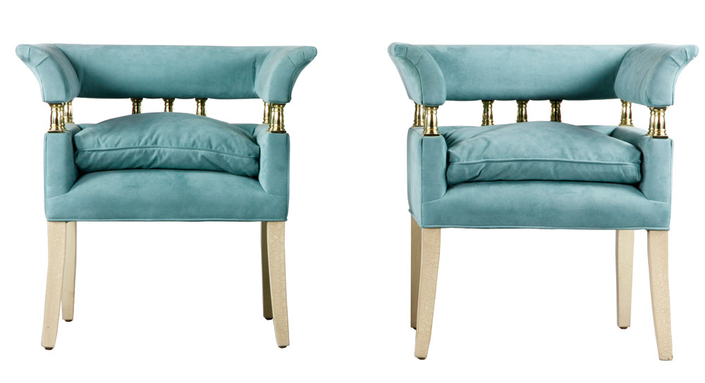 Appraisal: - Pair Modern Designer Armchairs Pair of modern designer armchairs