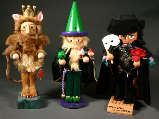 Appraisal: Three Steinbach nutcrackers - Lion King WIzard of Oz Phantom