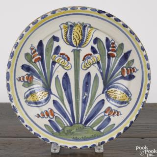 Appraisal: Delft polychrome charger mid th c '' dia Provenance The