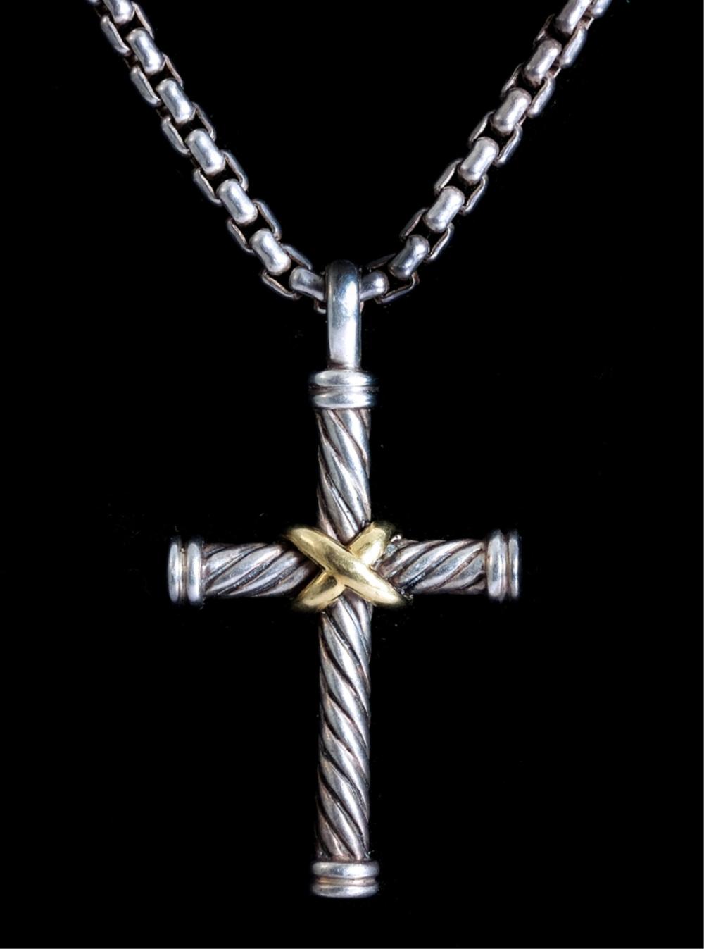 Appraisal: DAVID YURMAN K CABLE CROSS NECKLACEDavid Yurman sterling silver 'Cable