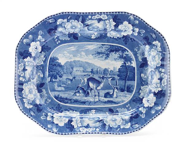 Appraisal: A Staffordshire blue and white transfer printed part dinner service