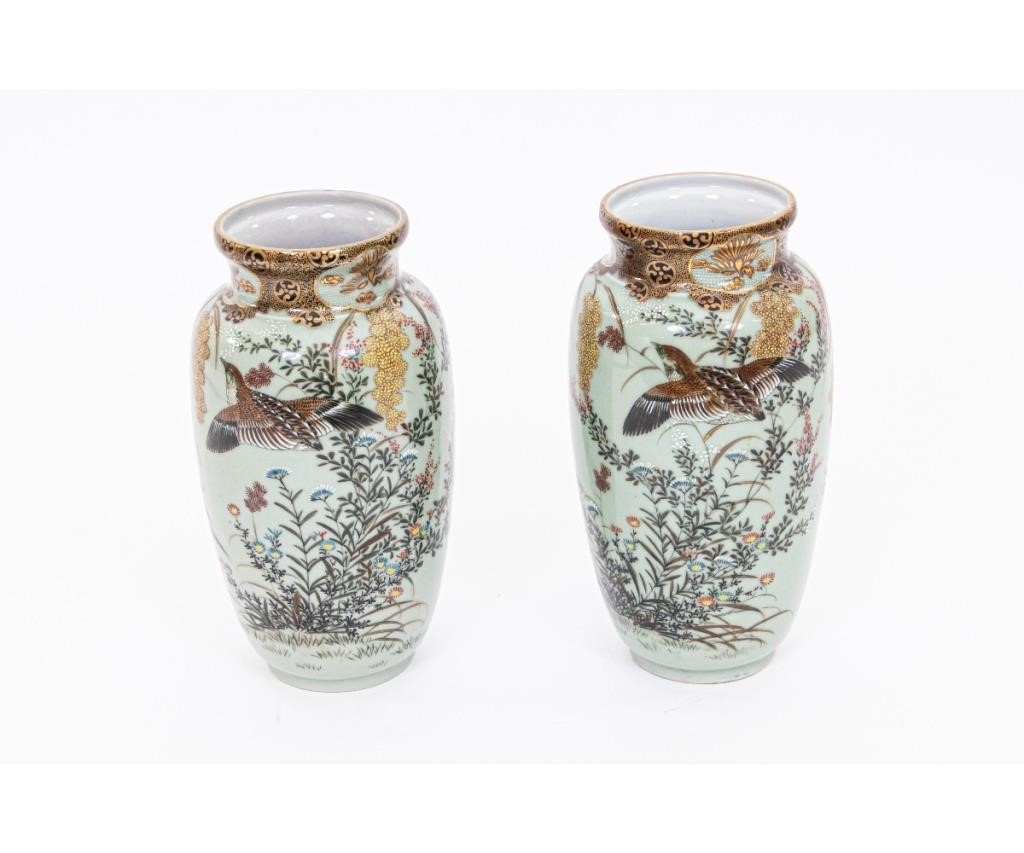 Appraisal: Pair of Japanese porcelain vases th c each decorated with