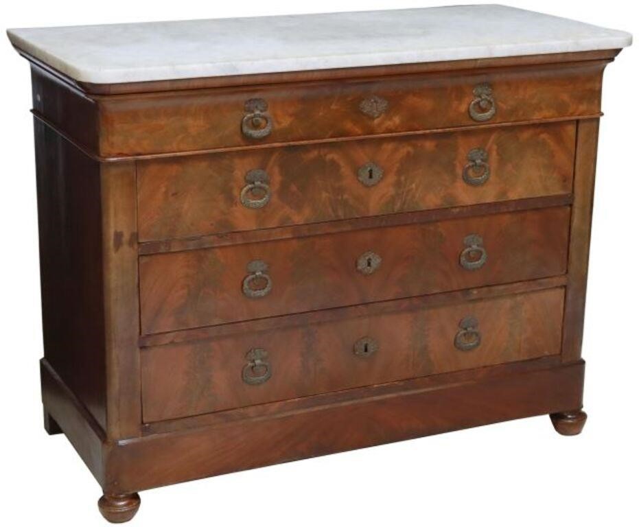 Appraisal: French Louis Philippe period marble-top mahogany commode mid th c