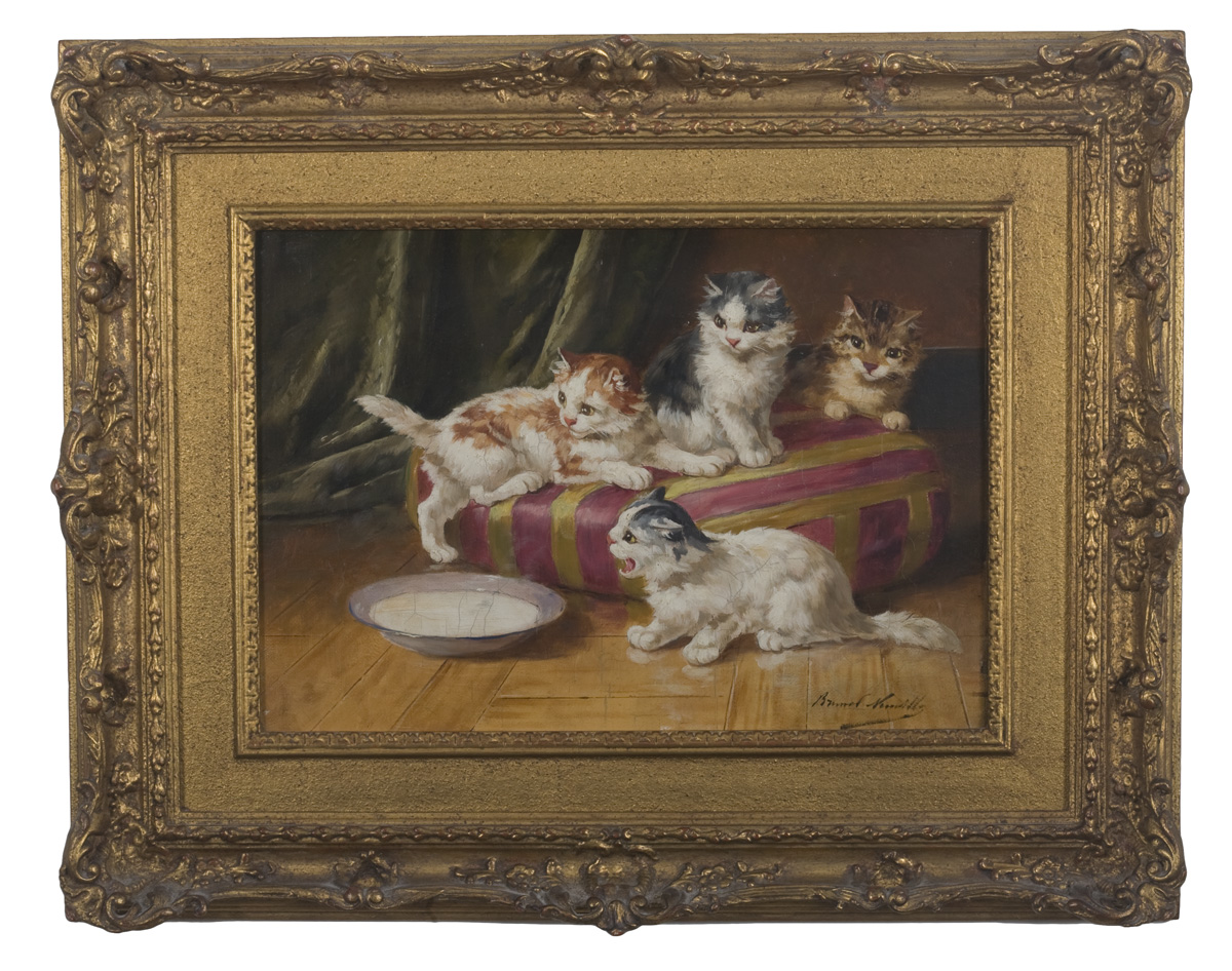 Appraisal: ALFRED ARTHUR BRUNEL DE NEUVILLE FRENCH - PLAYFUL KITTENS ON