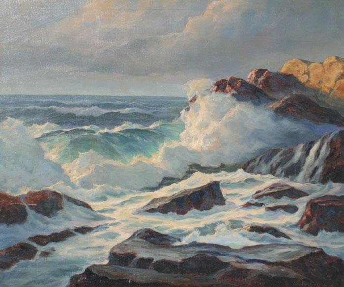 Appraisal: KIMBALL Velma American th C Rocky Coast Surf Oil Canvas