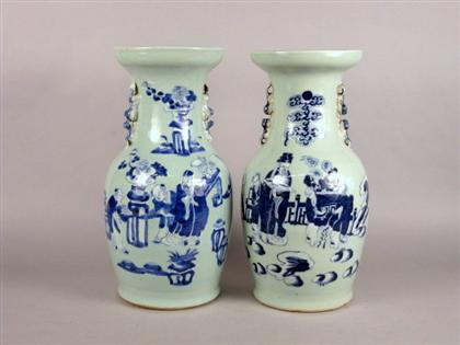 Appraisal: Pair of Chinese blue underglazed celadon glaze baluster vases late