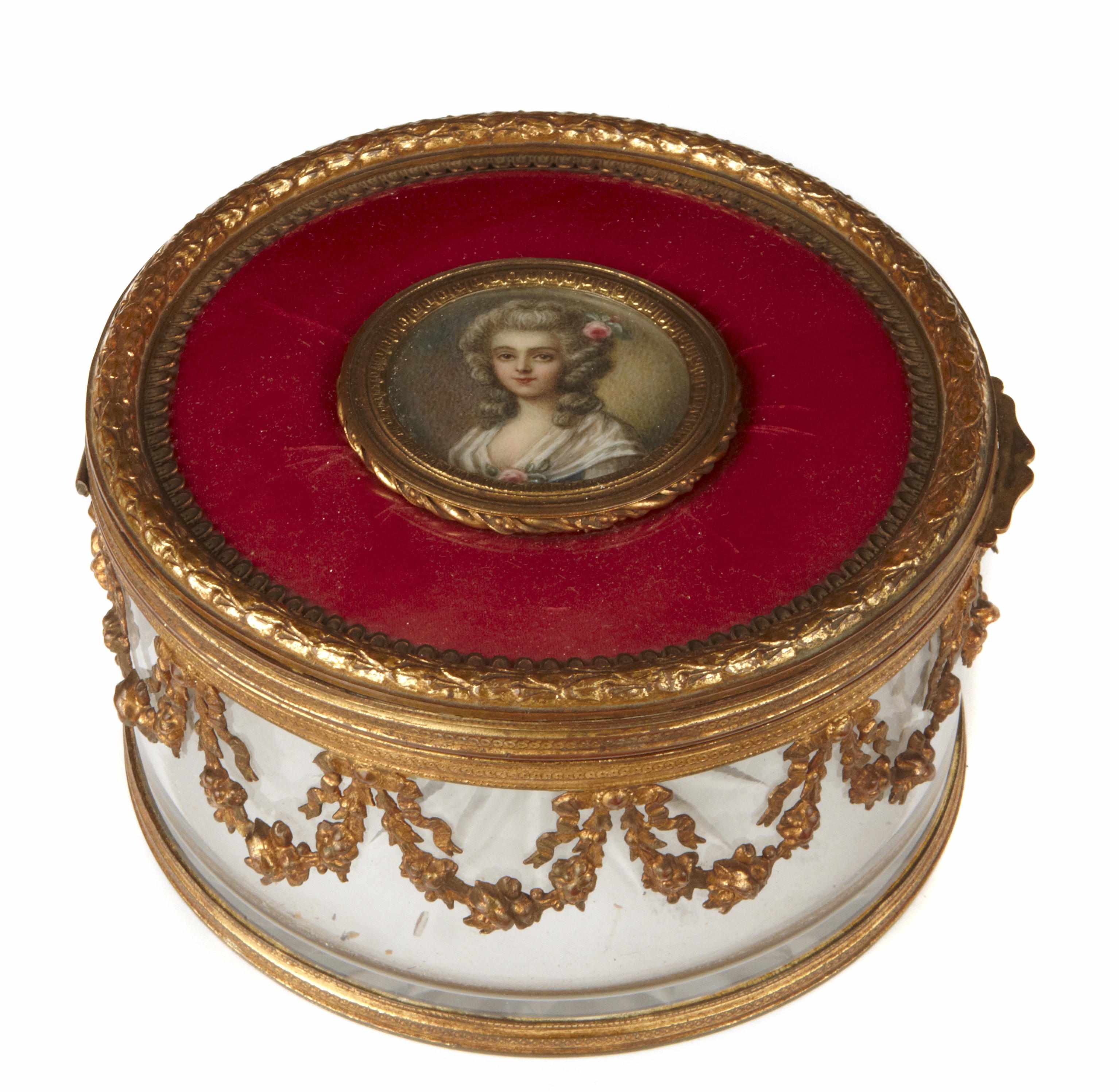 Appraisal: A Louis XVI style enamel and gilt metal mounted glass