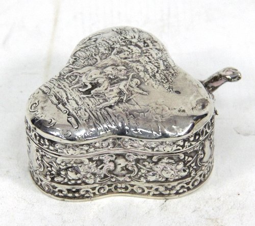 Appraisal: A Dutch silver trefoil shaped trinket box import marks Chester