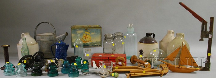 Appraisal: Group of Assorted Country and Collectible Items including aqua glass