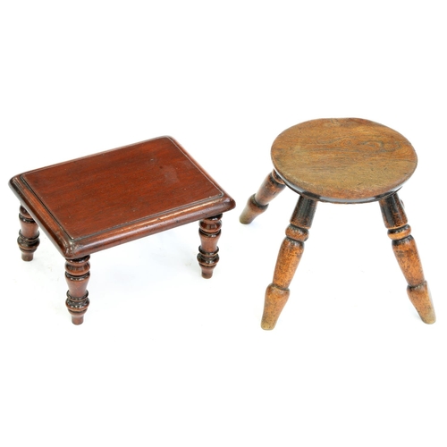 Appraisal: A Victorian fruitwood and oak four legged stool with round