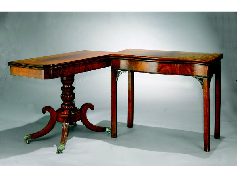 Appraisal: AMERICAN FEDERAL MAHOGANY GAMES TABLE With hinged D form top