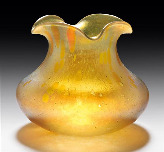 Appraisal: LOETZ attributed to VASE circa Yellow glass with iridescent gold