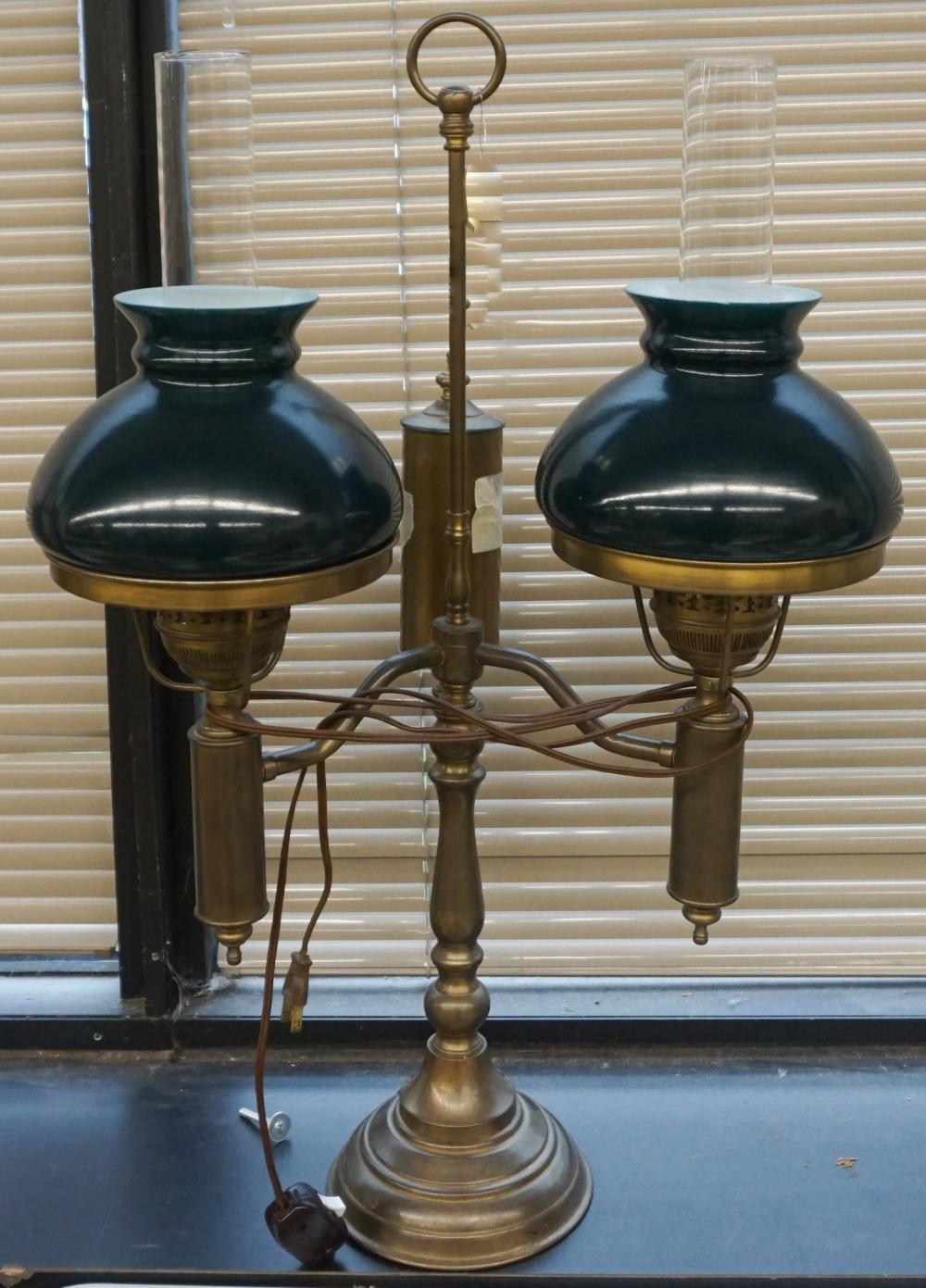 Appraisal: Brass Two-Light Reproduction Kerosene Lamp H in cm