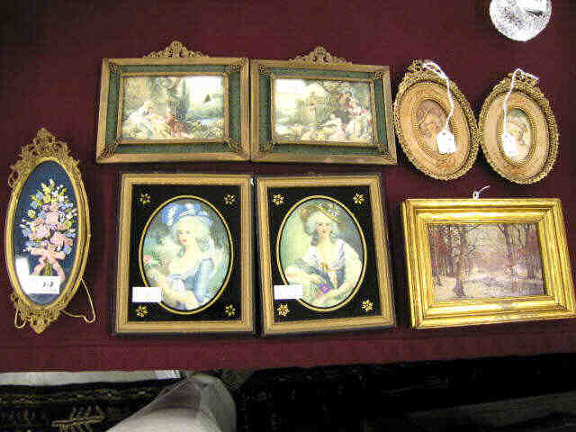 Appraisal: Miniatures mostly French maidens one shell art one landscape pair