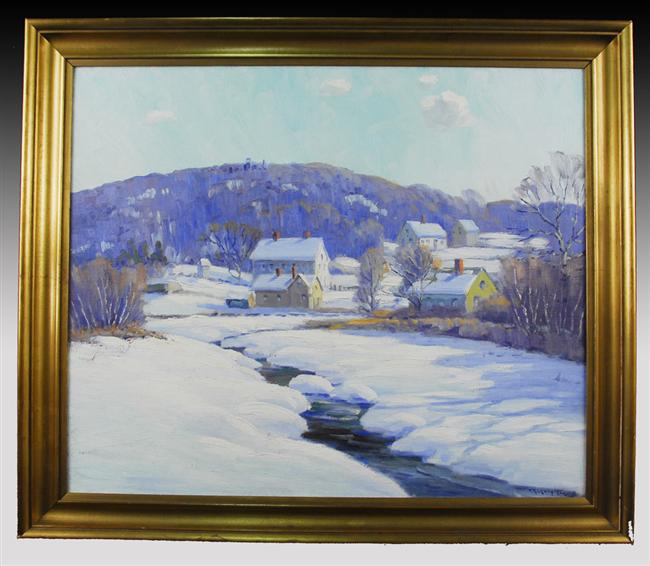 Appraisal: CHARLES GORDON HARRIS American - WINTER MORNING SPRAGUEVILLE oil on