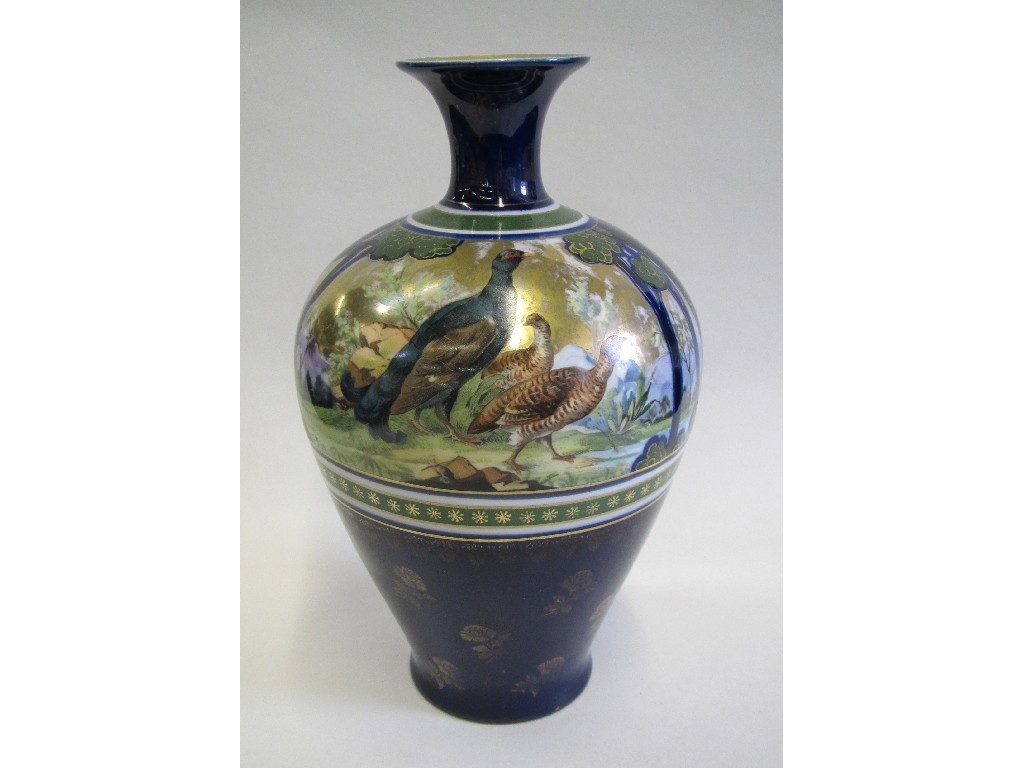 Appraisal: Alexandra porcelain works vase decorated with grouse and ducks in