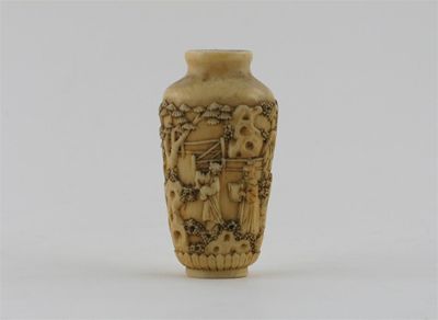 Appraisal: A Chinese carved ivory snuff bottle decorated with four figures