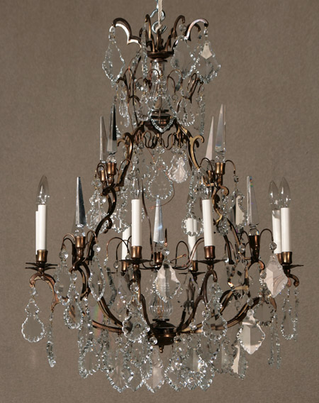 Appraisal: Louis XV Style Brass and Cut Glass Eight-Light Chandelier th