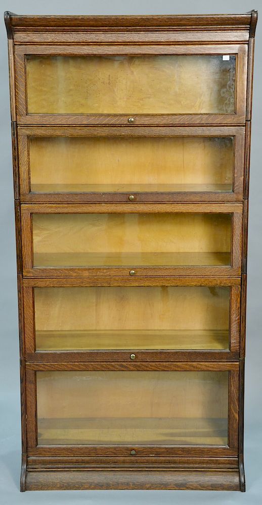 Appraisal: Oak barrister five section bookcase ht in wd in Oak