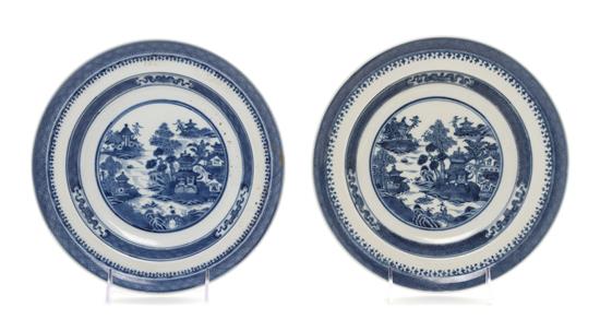 Appraisal: Sale Lot Two Chinese Export Blue and White Porcelain Chargers