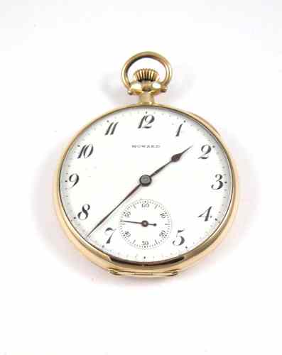 Appraisal: FOURTEEN KARAT GOLD OPENFACE POCKET WATCH E Howard Watch Co