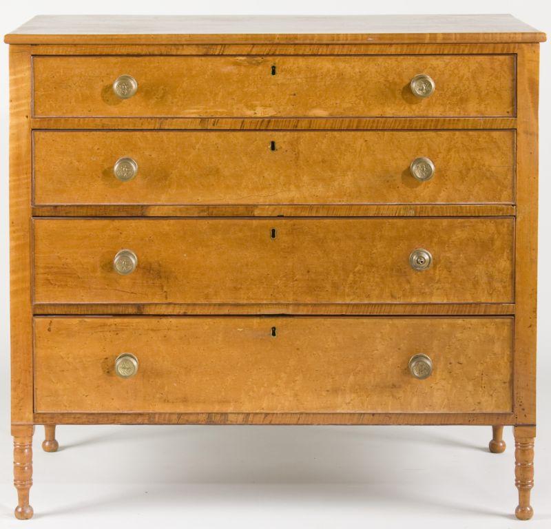 Appraisal: New England Sheraton Chest of Drawers early th c maple