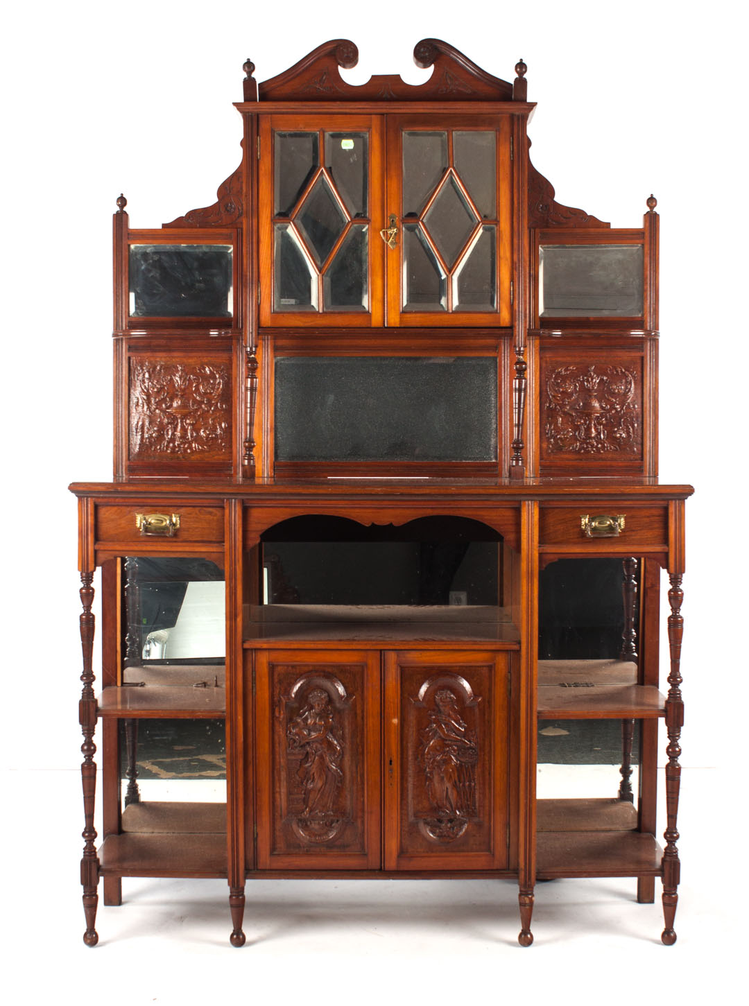 Appraisal: Edwardian mahogany server early th century top section with mirrored