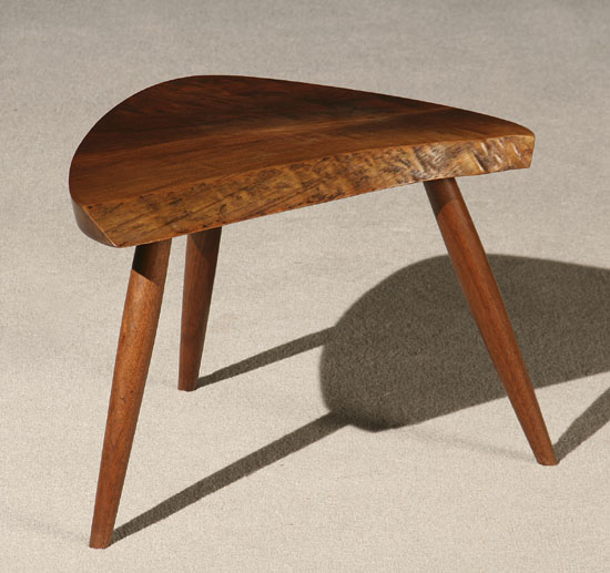 Appraisal: George Nakashima Walnut Three-Legged Side Table Circa - Having a