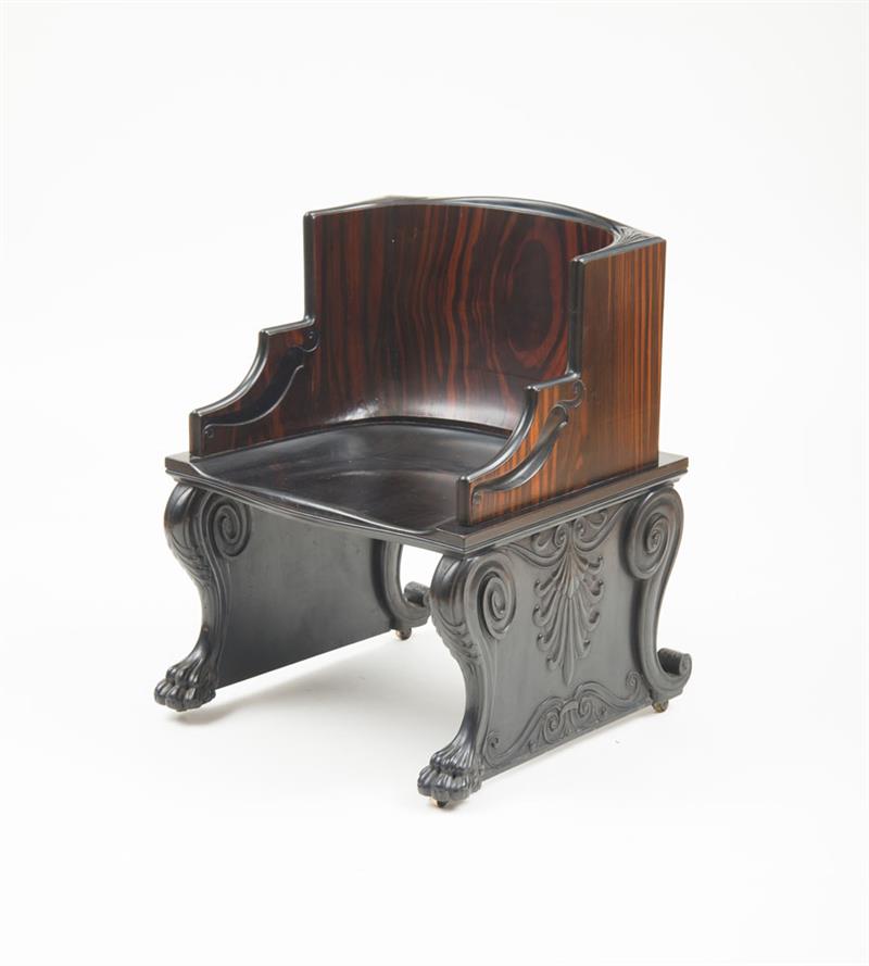 Appraisal: MACASSAR EBONY AND EBONIZED WOOD CHAIR Circa x x in