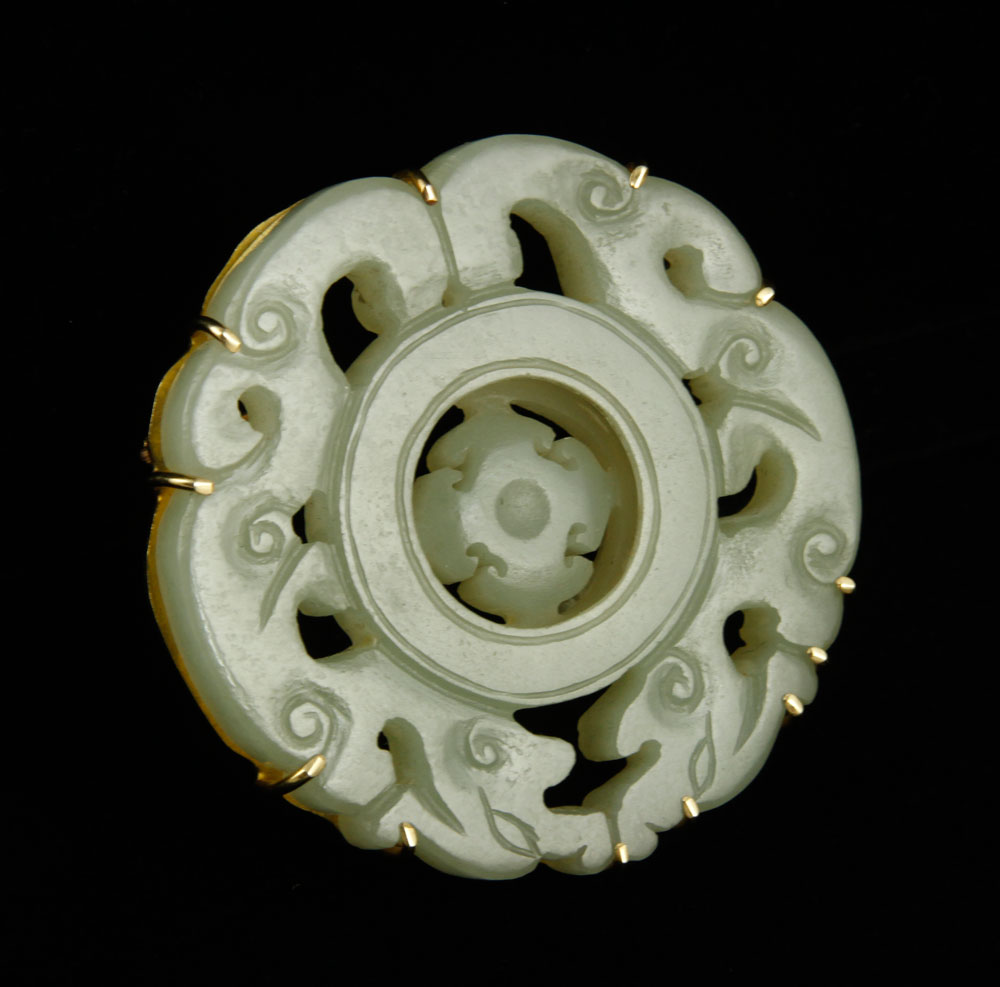 Appraisal: - Nephrite Jade and K Gold Pin Pendant Pin pendant