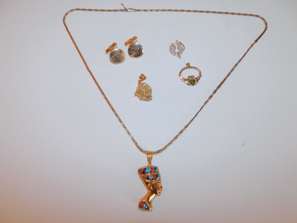 Appraisal: LOT GOLD JEWELRY ITEMS Group of mostly k gold jewelry