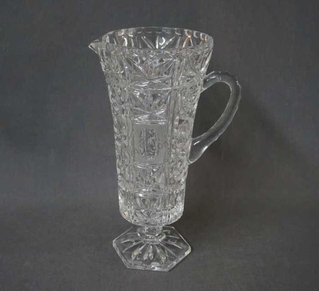 Appraisal: Cut Glass Footed oz Water Pitcher Large tall cut glass