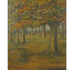 Appraisal: Richmond School Indiana trees in landscape oil on board x